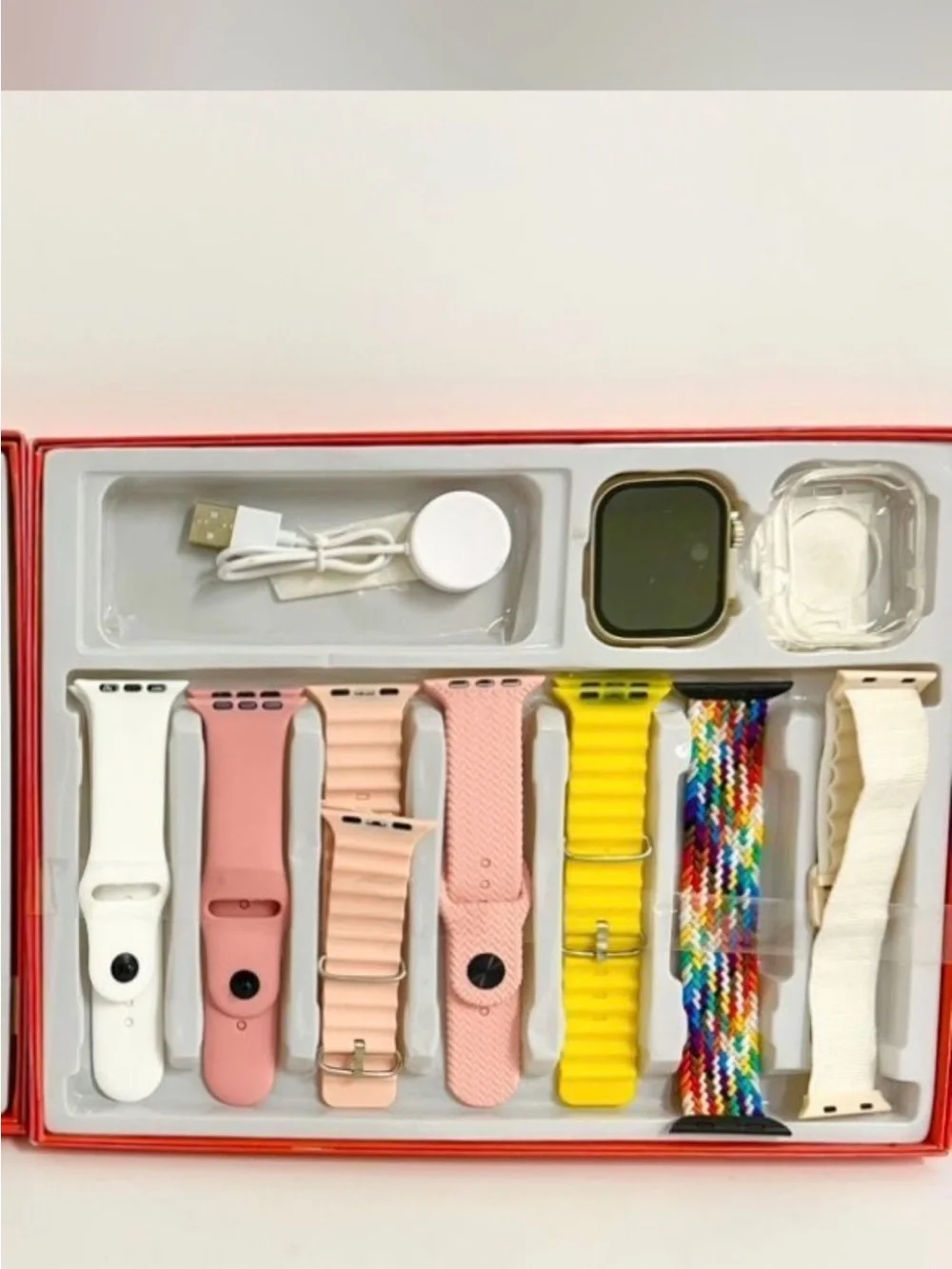 Pink & Black Smartwatch Bands and Charger Set His and Hers 7 Changeable Bands